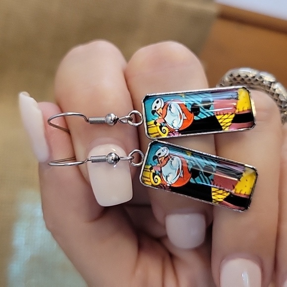 Jack & Sally Retro Graphic Drop Earrings - Picture 1 of 6
